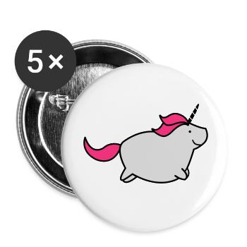 fat_unicorn_02 - Buttons klein 25 mm (5er Pack) - Weiß - Vorne