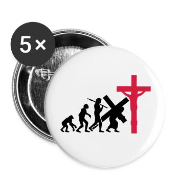 evolution mensch jesus christus glauben kreuz kreu - Buttons klein 25 mm (5er Pack) - Weiß - Vorne