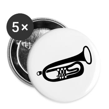 Trompete - Buttons klein 25 mm (5er Pack) - Weiß - Vorne