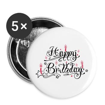 Happy birthday lettering with candles. - Buttons small 1''/25 mm (5-pack) - white - Front