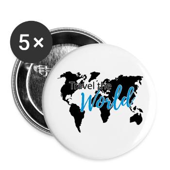 Travel the World 2c - Lot de 5 petits badges (25 mm) - blanc - Devant