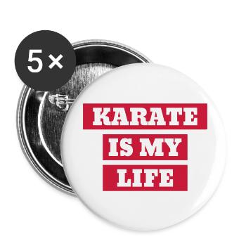 Karate / Karateka / Martial Arts / Fight - Buttons klein 25 mm (5er Pack) - Weiß - Vorne