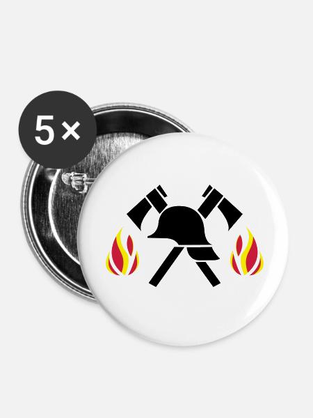 firefighter - Buttons klein 25 mm (5er Pack) - Weiß