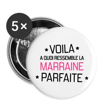 Godmother Patin Marraine Baby Bébé Family - Buttons small 1''/25 mm (5-pack) - white - Front