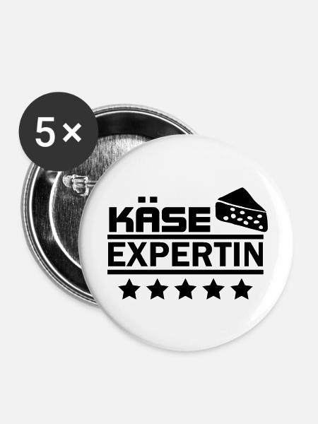 Käse expertin - Buttons klein 25 mm (5er Pack) - Weiß
