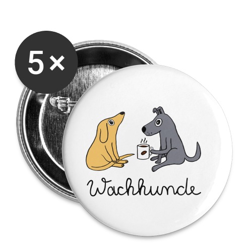 Wachhunde - Nur wach mit Kaffee - Buttons klein 25 mm (5er Pack)