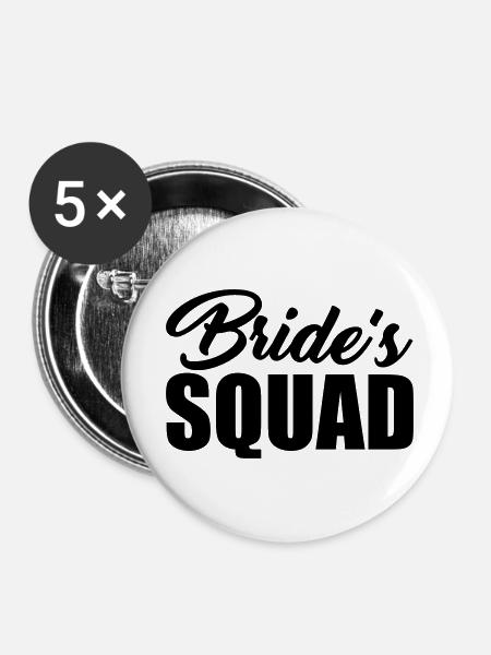 Bride's Squad - Buttons klein 25 mm (5er Pack) - Weiß