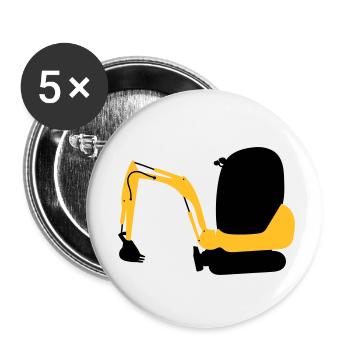 Bagger - Buttons klein 25 mm (5er Pack) - Weiß - Vorne