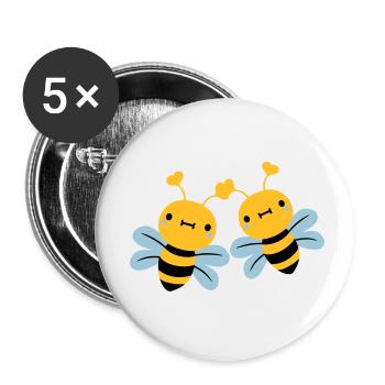 2 friends team couple cute little ones - Buttons small 1''/25 mm (5-pack) - white - Front