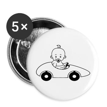 car drive fast race driver's license easy children - Buttons small 1''/25 mm (5-pack) - white - Front