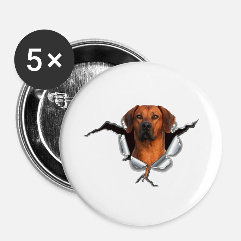 Rhodesian Ridgeback auf Metall - Buttons klein 25 mm (5er Pack) - Weiß