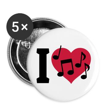 I love Music - Buttons small 1''/25 mm (5-pack) - white - Front