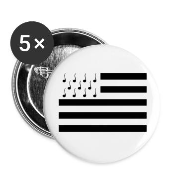 Drapeau Bretagne musique - Lot de 5 petits badges (25 mm) - blanc - Devant