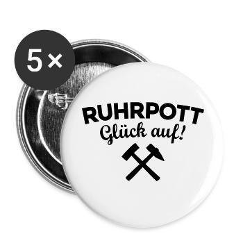 Ruhrpott Glück Auf Ruhrgebiet - Buttons klein 25 mm (5er Pack) - Weiß - Vorne