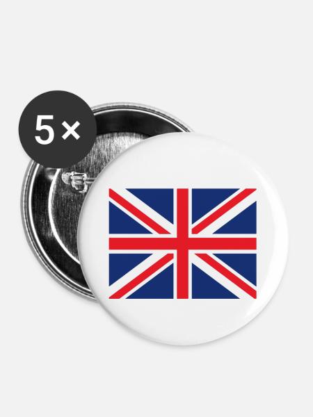England Fahne Flagge - Buttons klein 25 mm (5er Pack) - Weiß