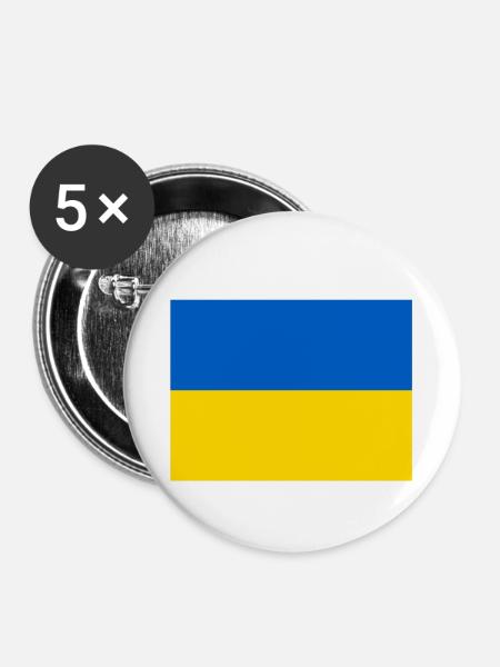 Ukraine Flagge - Buttons klein 25 mm (5er Pack) - Weiß