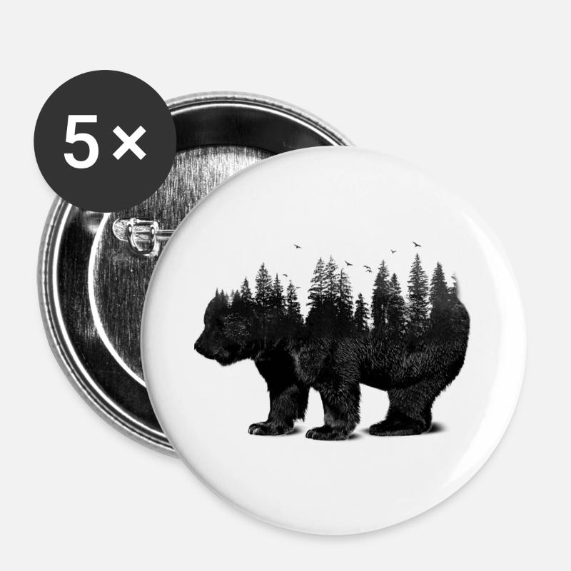 Waldbär - Buttons small 1''/25 mm (5-pack) - white