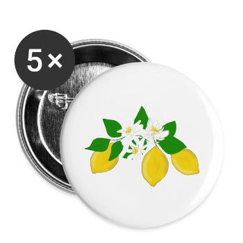 Zitronen, Zitronenblüten - Buttons klein 25 mm (5er Pack) - Weiß - Vorne