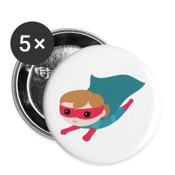 Fille de super-héros - Lot de 5 petits badges (25 mm) - blanc - Devant
