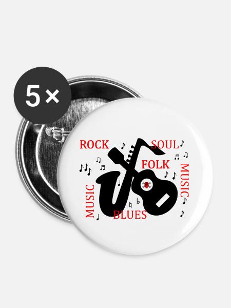 ROCK FOLK - Buttons klein 25 mm (5er Pack) - Weiß