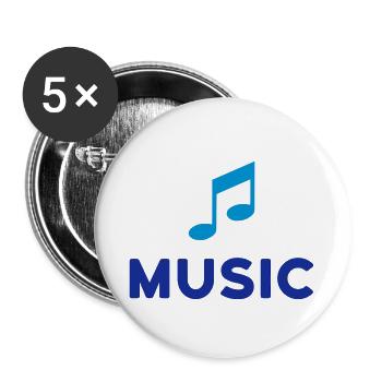 ★ Design colors can be changed ★ Music (Note) - Buttons small 1''/25 mm (5-pack) - white - Front
