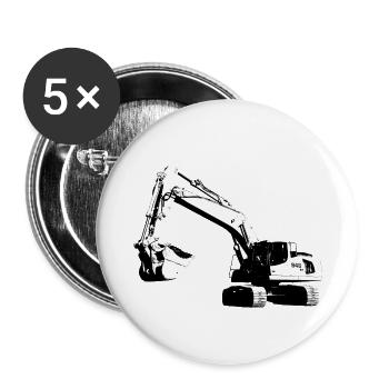 Excavatrice - Lot de 5 petits badges (25 mm) - blanc - Devant