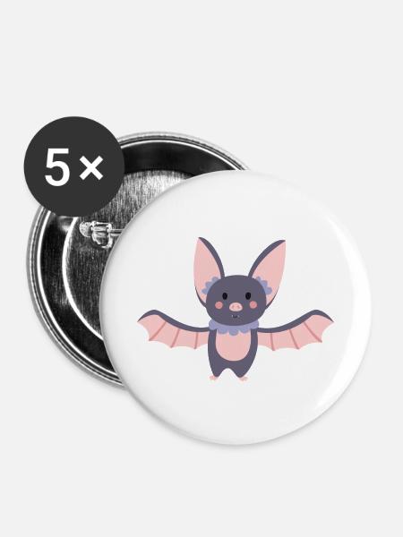Fledermaus - Buttons klein 25 mm (5er Pack) - Weiß
