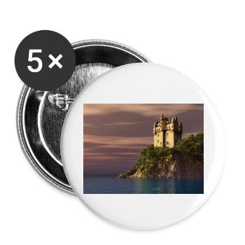 Schottisches Schloss am Meer - Buttons klein 25 mm (5er Pack) - Weiß - Vorne