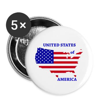 Etats-Unis - Lot de 5 petits badges (25 mm) - blanc - Devant