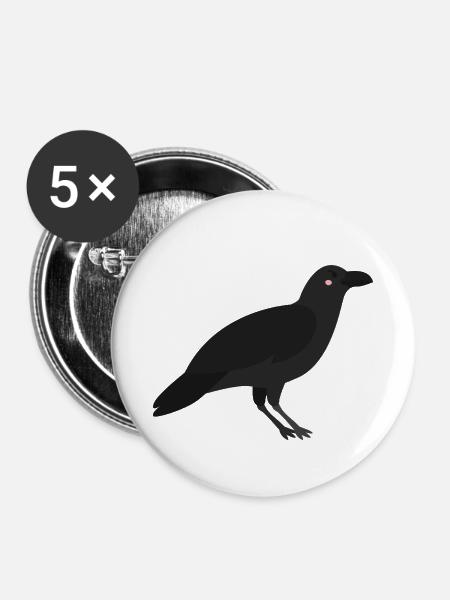 Krähe - Buttons klein 25 mm (5er Pack) - Weiß
