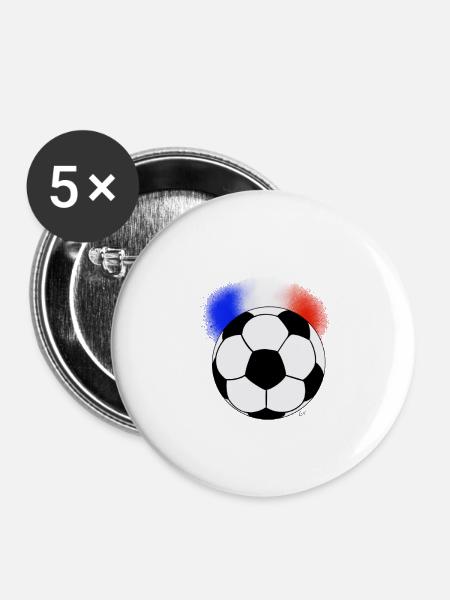 Frankreich Fußball - Buttons klein 25 mm (5er Pack) - Weiß