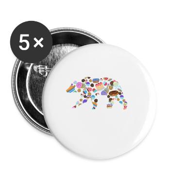 Sugar bear animal motif sweets children - Buttons small 1''/25 mm (5-pack) - white - Front