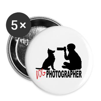 DOG PHOTOGRAPHER - Buttons klein 25 mm (5er Pack) - Weiß - Vorne