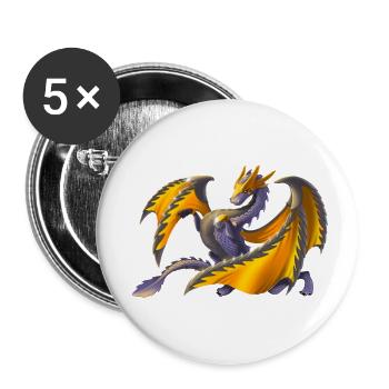 Magic metal dragon - dragon of the elements - Buttons small 1''/25 mm (5-pack) - white - Front