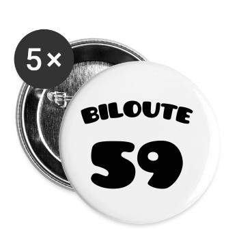 Biloute 59 - Ch'ti - Nord - Lot de 5 petits badges (25 mm) - blanc - Devant