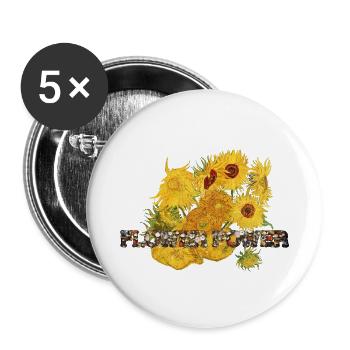 Sonnenblumen FLOWER POWER van Gogh Geschenkidee - Buttons klein 25 mm (5er Pack) - Weiß - Vorne