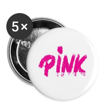 PINK Empowerment/ pink ribbon - Buttons klein 25 mm (5er Pack) - Weiß - Vorne