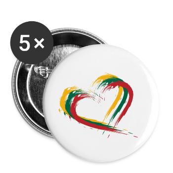 Herz Bürste Flagge Litauens - Buttons klein 25 mm (5er Pack) - Weiß - Vorne