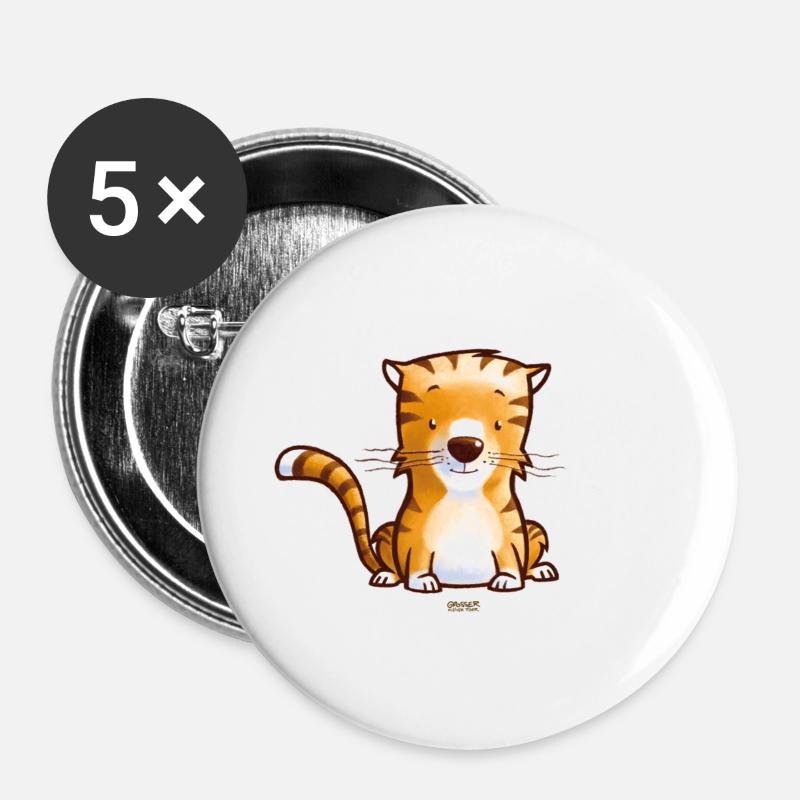 Stor liten tiger - Små knappar 25 mm (5-pack) - vit