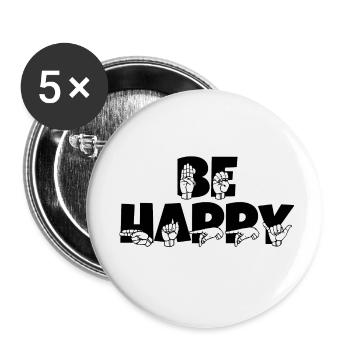 Deaf Hearing Impaired Sign Language - Buttons small 1''/25 mm (5-pack) - white - Front