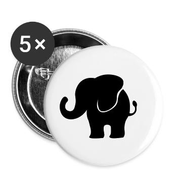 Elefant - Elefantenbaby / elephant baby - Buttons klein 25 mm (5er Pack) - Weiß - Vorne