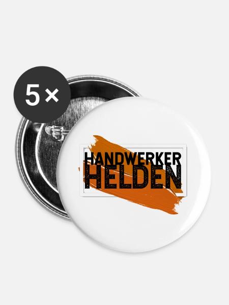 Handwerker Helden - Buttons klein 25 mm (5er Pack) - Weiß