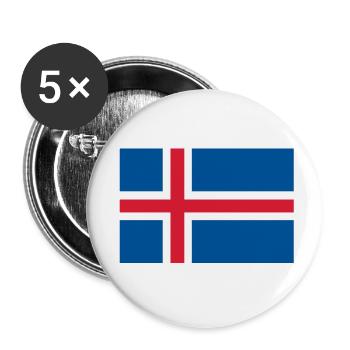 Iceland Flag - Buttons small 1''/25 mm (5-pack) - white - Front