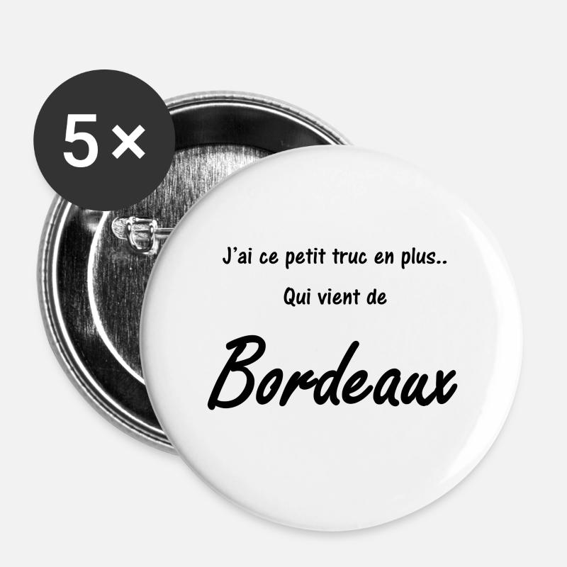 Bordeaux - Buttons/Badges lille, 25 mm (5-pack) - hvid