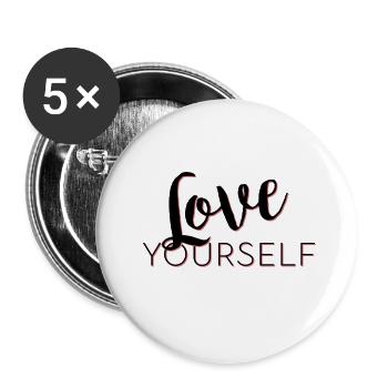 Love Yourself -Schriftzug Pascal Voggenhuber - Buttons klein 25 mm (5er Pack) - Weiß - Vorne