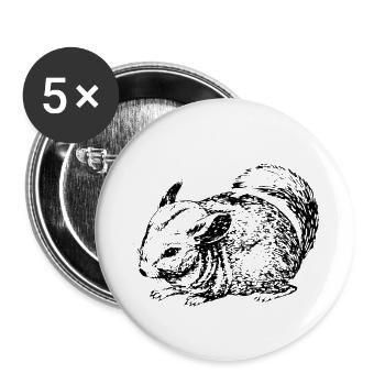 Chinchilla outline - Buttons small 1''/25 mm (5-pack) - white - Front