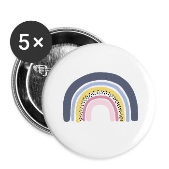 Regenbogen pastell - Buttons klein 25 mm (5er Pack) - Weiß - Vorne