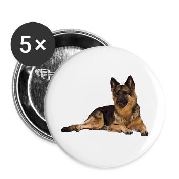chien de race berger allemand - Lot de 5 petits badges (25 mm) - blanc - Devant
