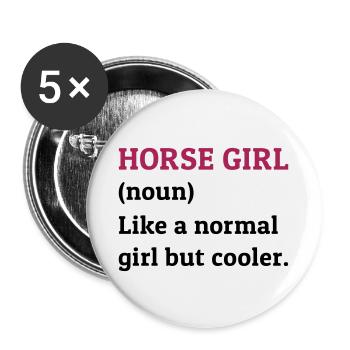 Fille de cheval, nom, comme une fille normale mais plus cool - Lot de 5 petits badges (25 mm) - blanc - Devant