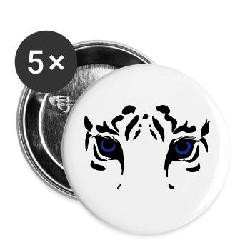 tête de tigre - Lot de 5 petits badges (25 mm) - blanc - Devant